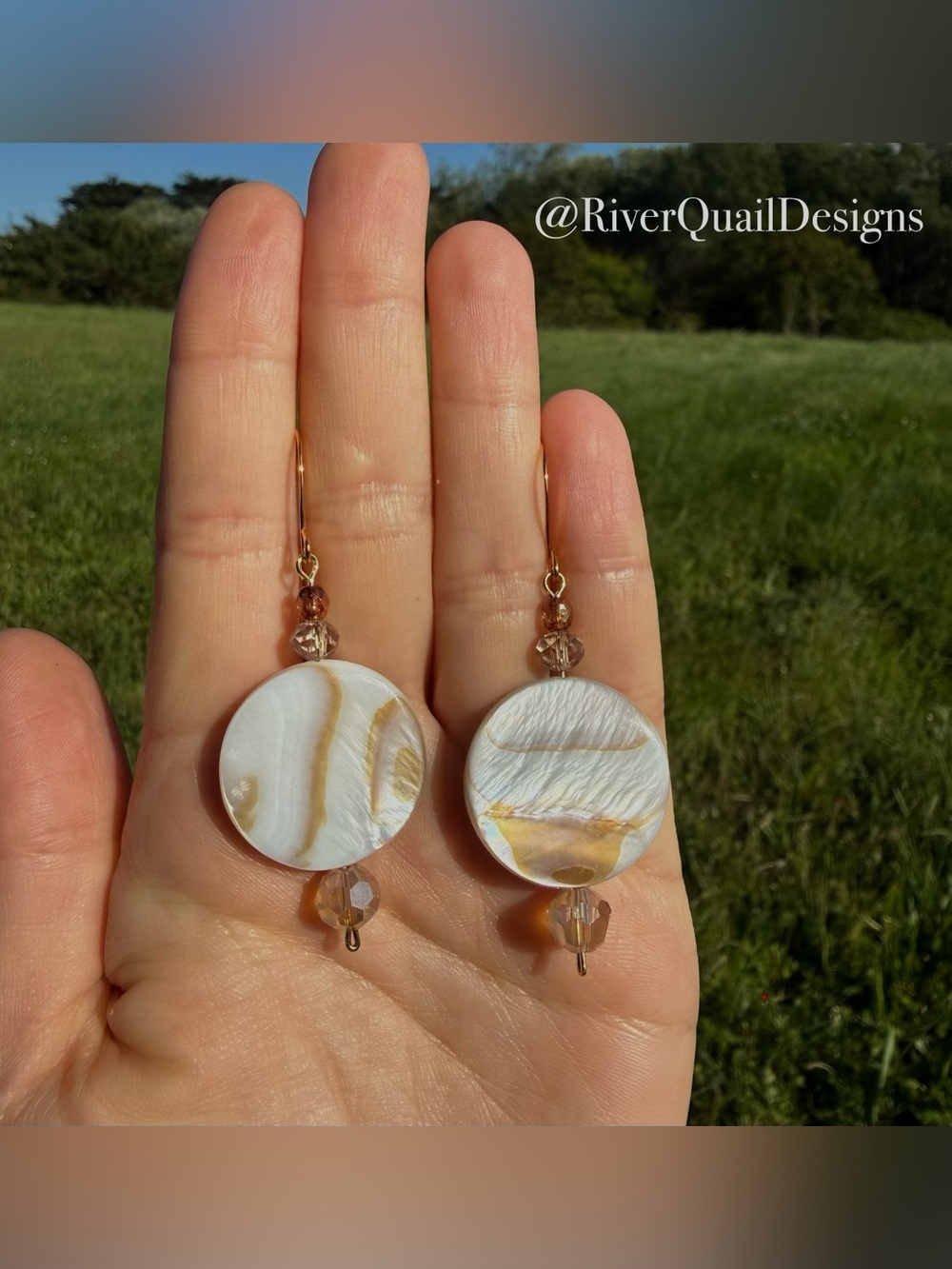 Handmade White Mother-of-Pearl Shell Drop Earrings